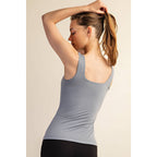 BUTTER FABRIC SQUARE NECKLINE SLEEVELESS TANK TOP
