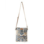Myra Bag - Loom Tapestry vintage crossbody Bag for Women in indigo with fringe detail