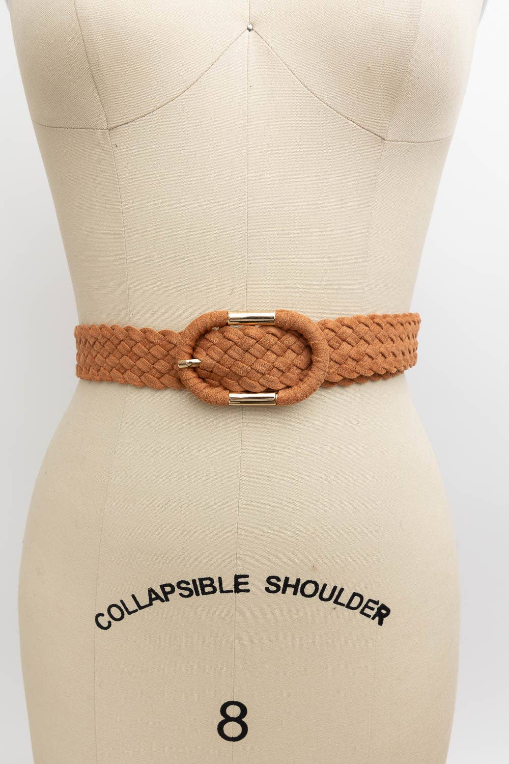 Braided PVC Suede Oval Buckle Belt: Black