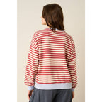 FAITH PATCHWORK STRIPED LONG SLEEVE SWEATSHIRT