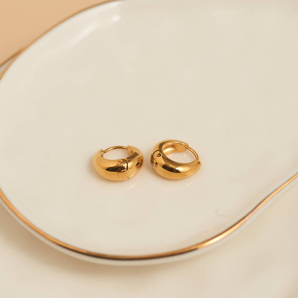 Howard's - Waterproof Earrings Hoop Graduated Huggie in Gold & Steel