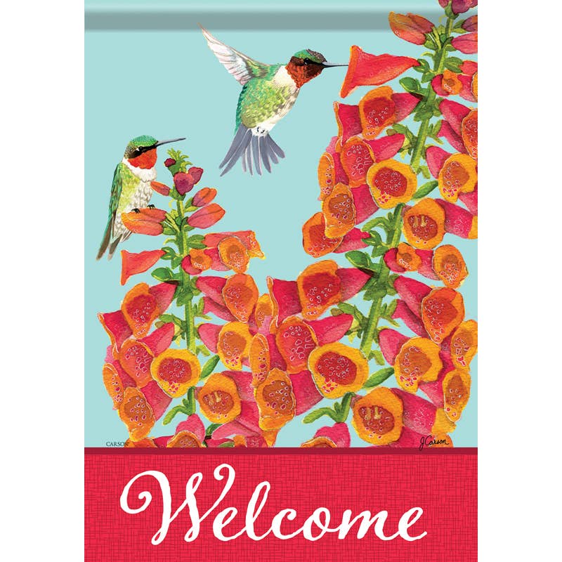 FlagTrends by Carson - "Hummingbirds In Foxglove" Dura Soft™ Garden Flag
