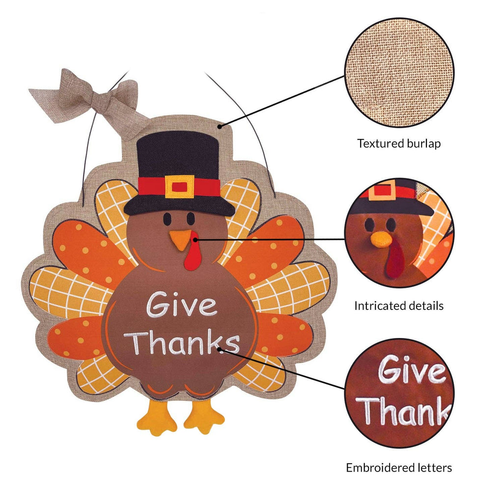 Thanksgiving Fall Turkey Burlap Burlap Wall Décor 21"x20"