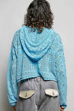 Pol Clothing - Chenille Crochet Lightweight Pullover Hoodie Sweater