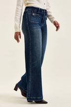 Judy Blue Jeans - HW "LUX" Retro Wide w/ Front Tab Closure DK Fade Indigo