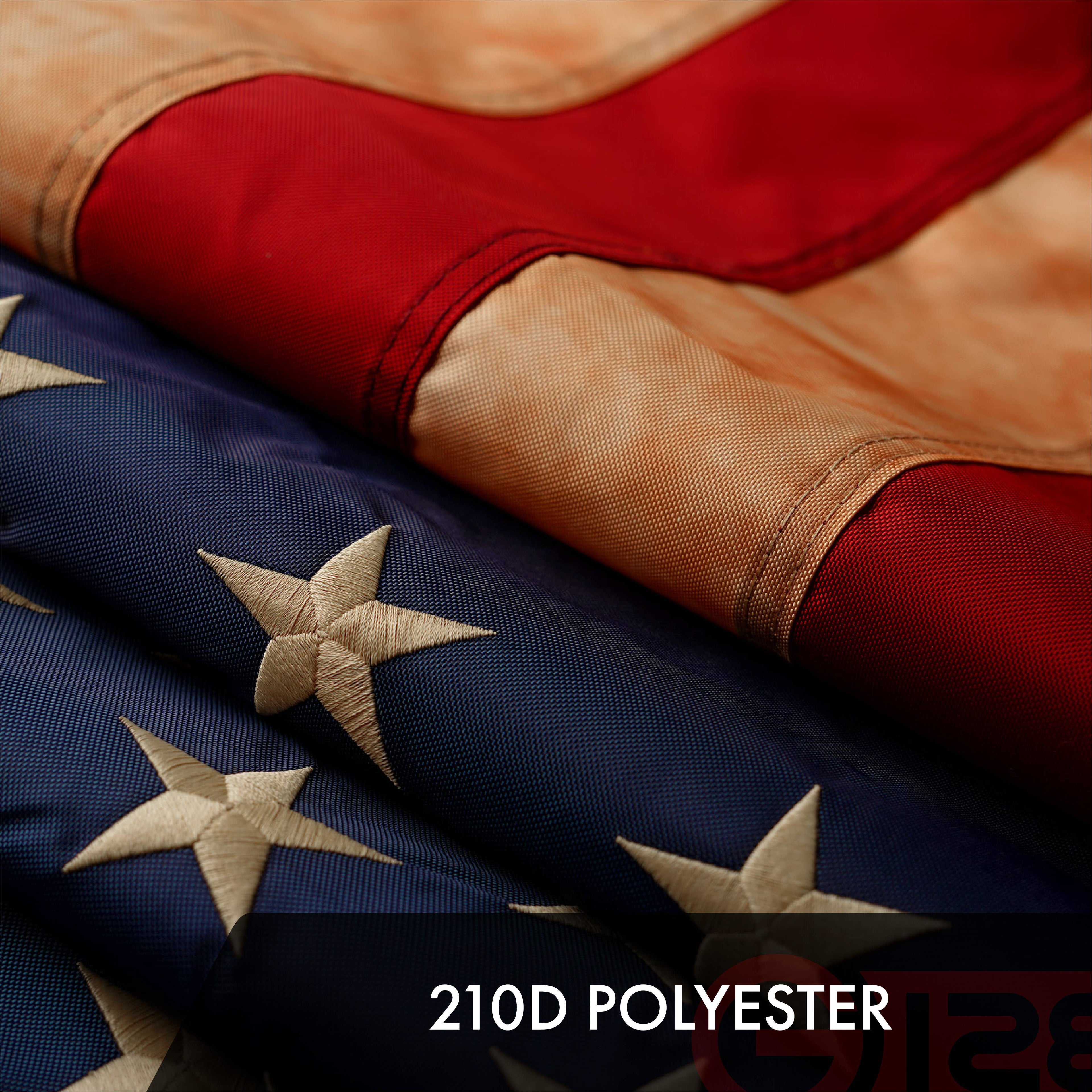 American Flag Tea-Stained 3x5FT Embroidered Polyester