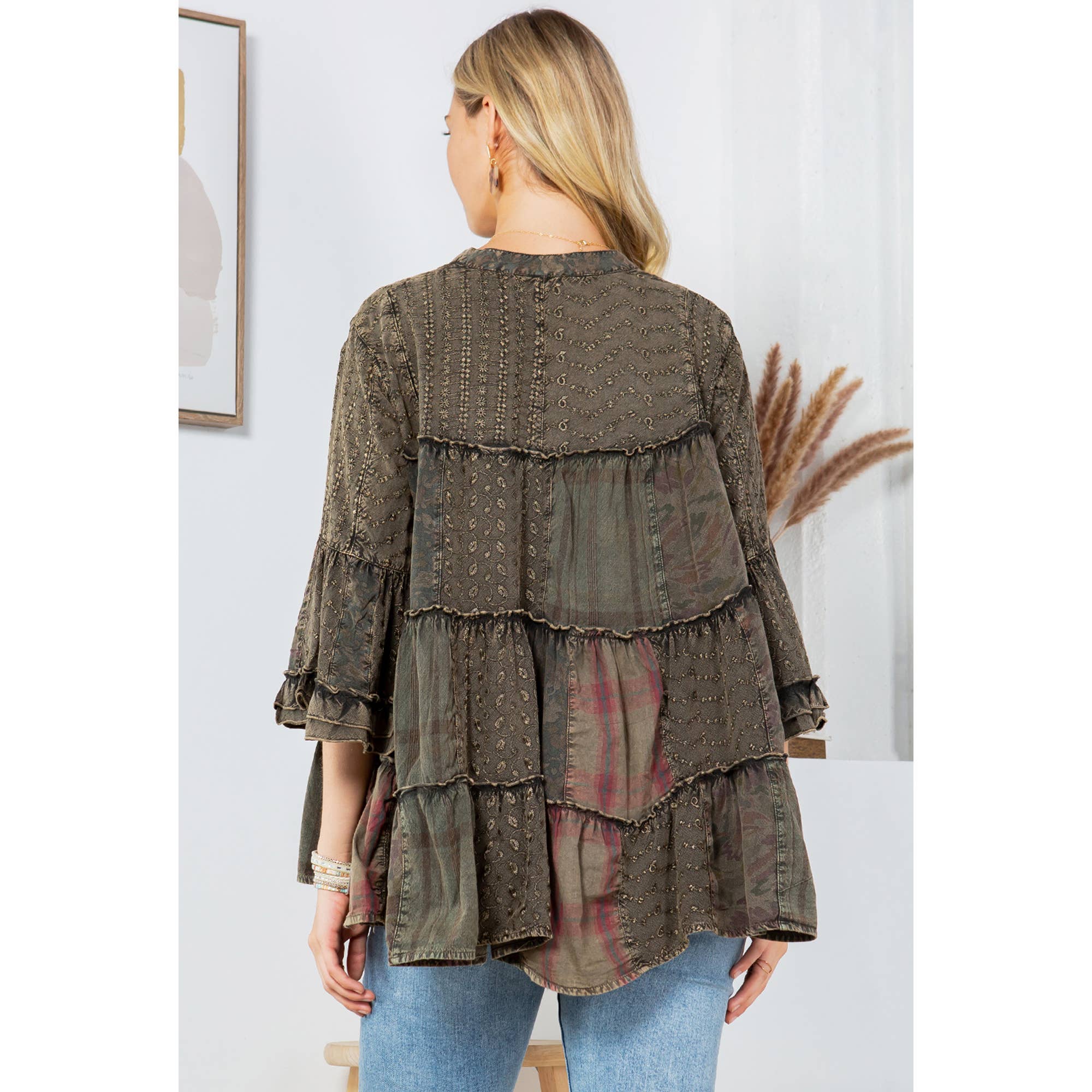 Artistic Fusion: Overdyed Jhabla Top With Emb