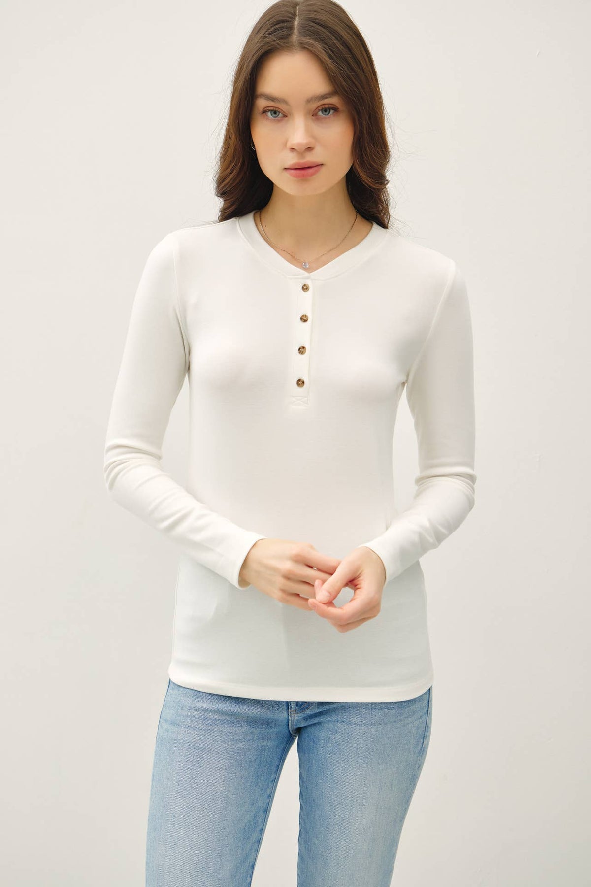 ULTRA SOFT BASIC LONGLEEVE HENLEY TOP-Be Cool