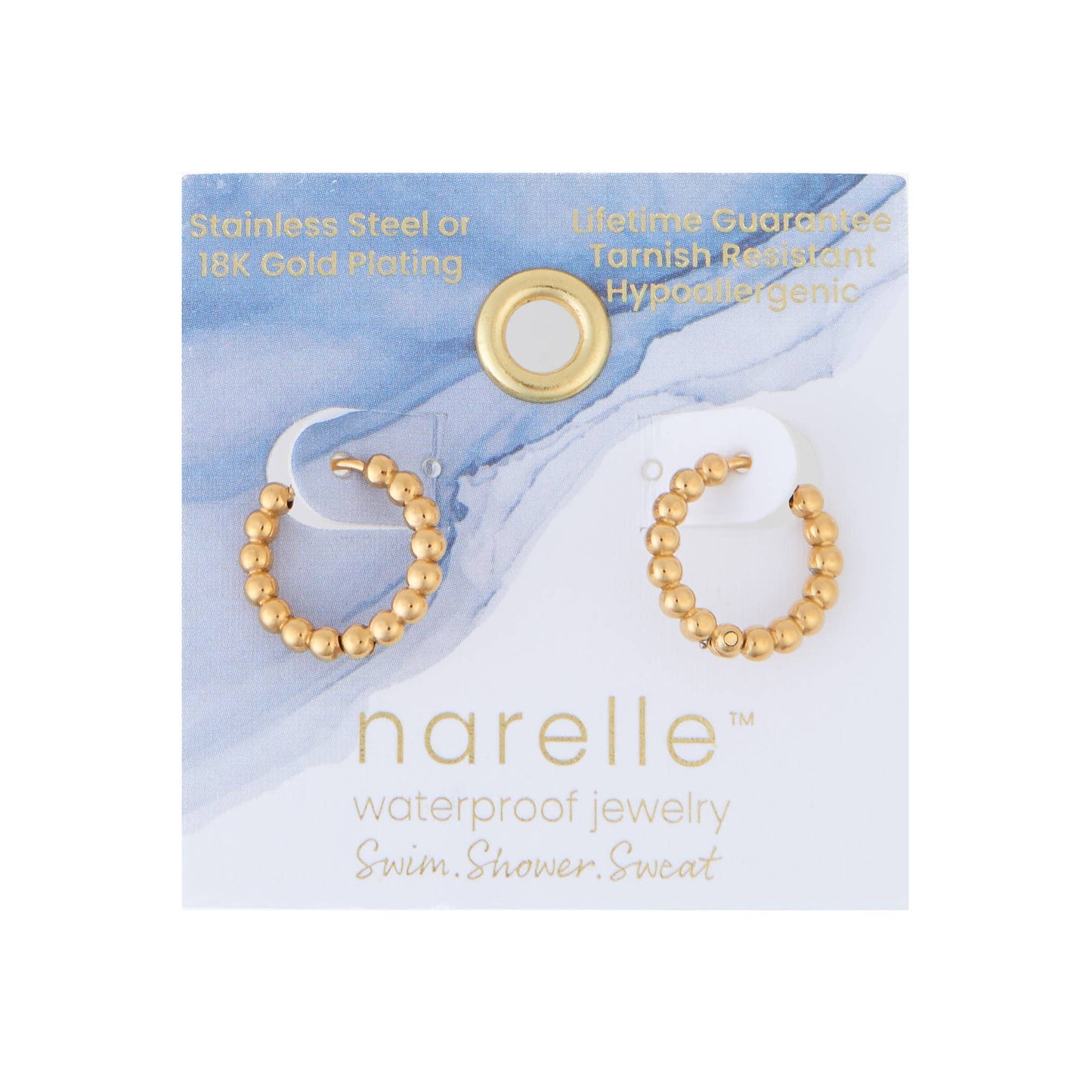 Howard's - Waterproof Earrings Narelle Beaded Hoop Gold & Steel Narelle
