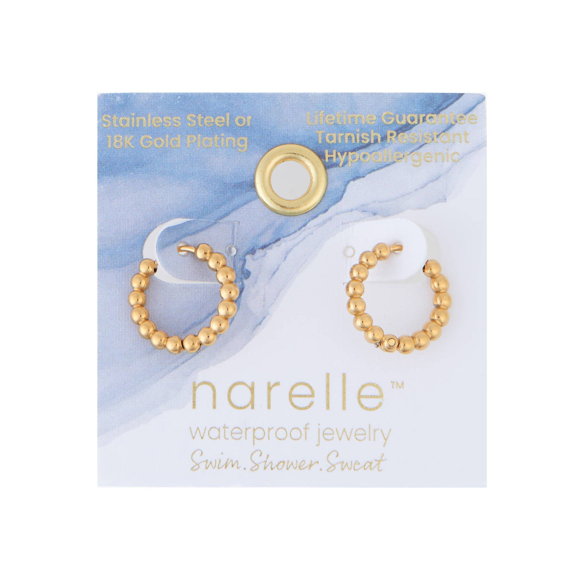 Howard's - Waterproof Earrings Narelle Beaded Hoop Gold & Steel Narelle