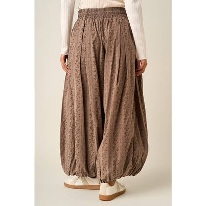 FLORAL PRINT PLEATED BALLOON LEG PARACHUTE PANTS