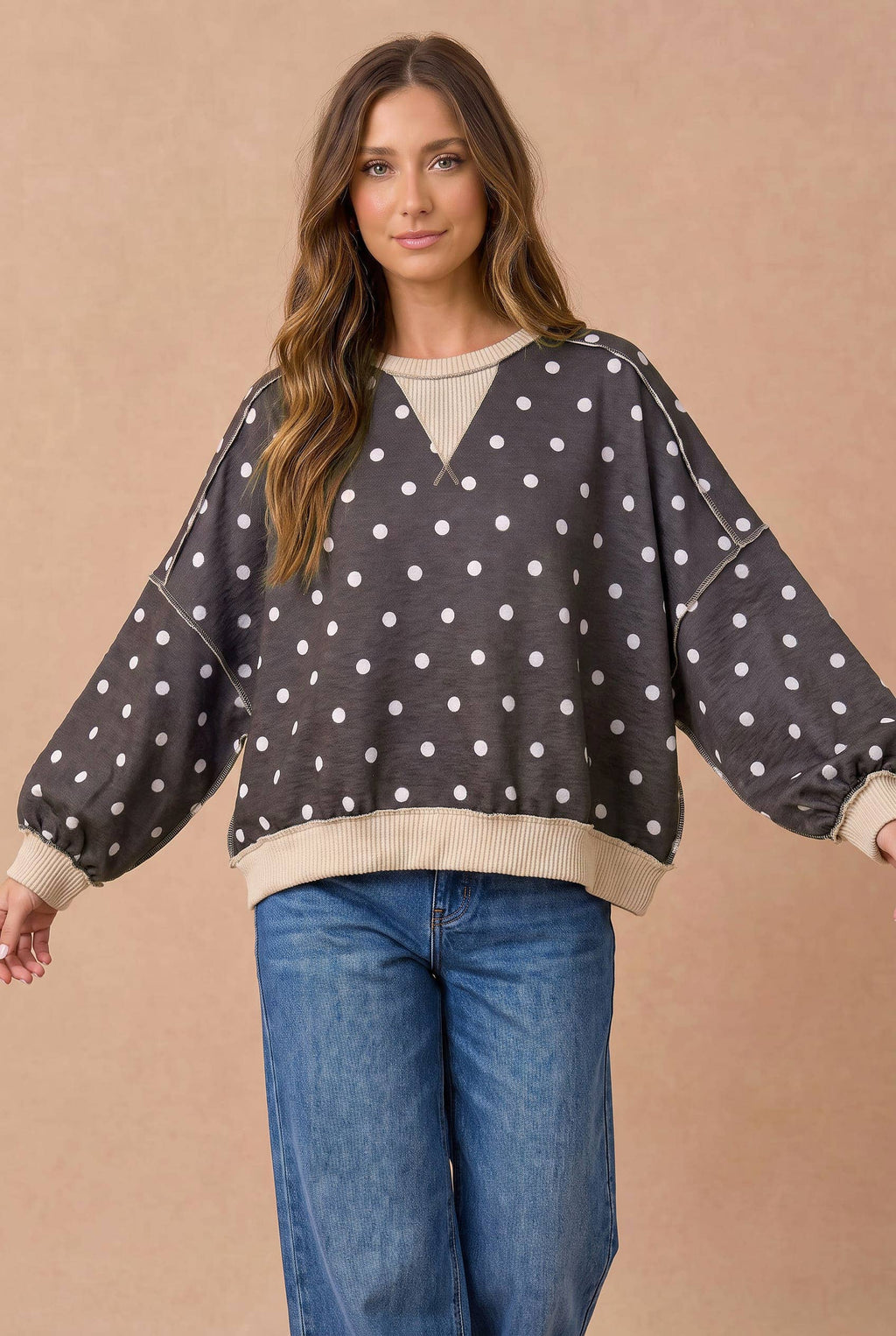 Haptics - Oversized Polka Dot Pullover