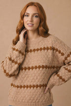 Haptics - Plus Textured Stripe Pullover Sweater Knit Top