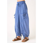 WASHED FRENCH TERRY DROP POCKET BALLOON PANTS