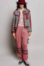 Pamela Vintage Patchwork Floral Geometric Neutral Cropped Jacket-Pol Clothing