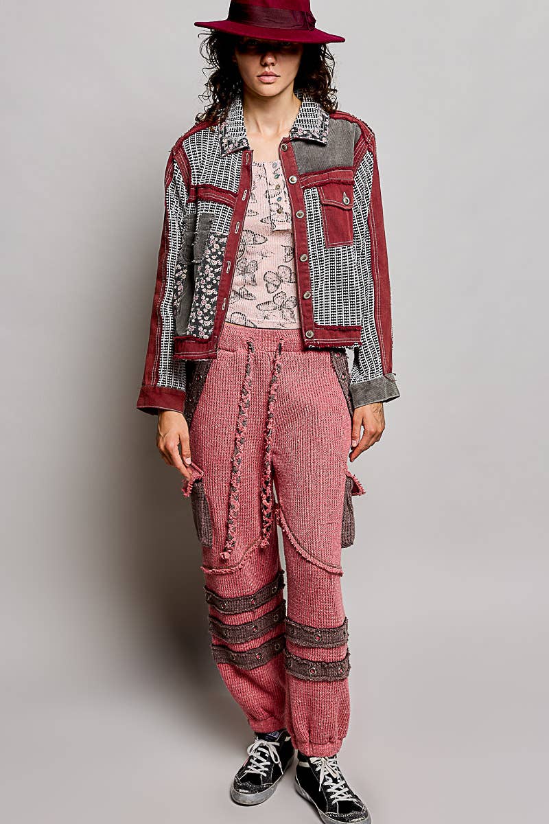 Pamela Vintage Patchwork Floral Geometric Neutral Cropped Jacket-Pol Clothing