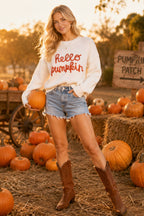 Main Strip - Hello Pumpkin Embroidered Knit Sweater – Fall Cozy Pullover