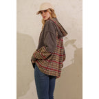 Sage + Fig - VINTAGE PLAID MIXED-MEDIA HOODIE PULLOVER