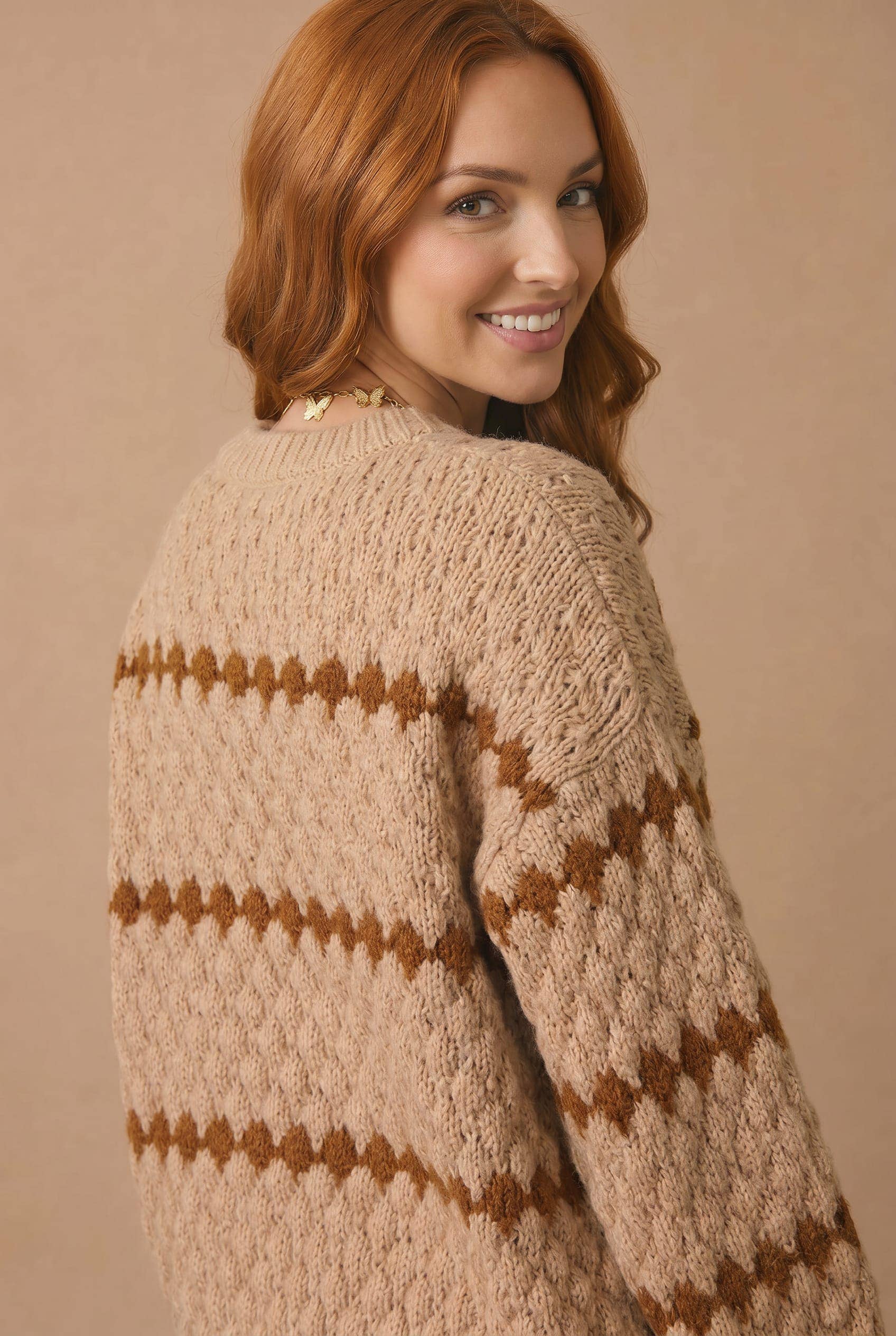 Haptics - Plus Textured Stripe Pullover Sweater Knit Top
