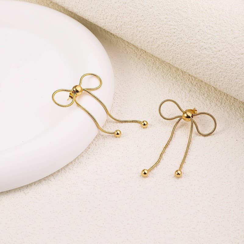 18K STAINLESS STEEL TARNISH FREE BOW EARRINGS |