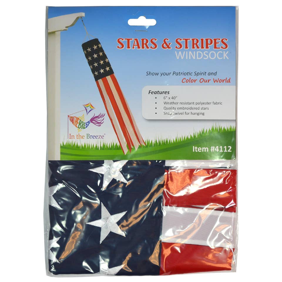 U.S. Stars and Stripes Embroidered 40" Windsock