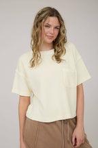 Everyday WASHED RIBBED SHORT SLEEVE TEE WITH POCKET