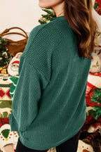 Christmas Twisted Rib Merry Letter Loose Long Sleeve Top