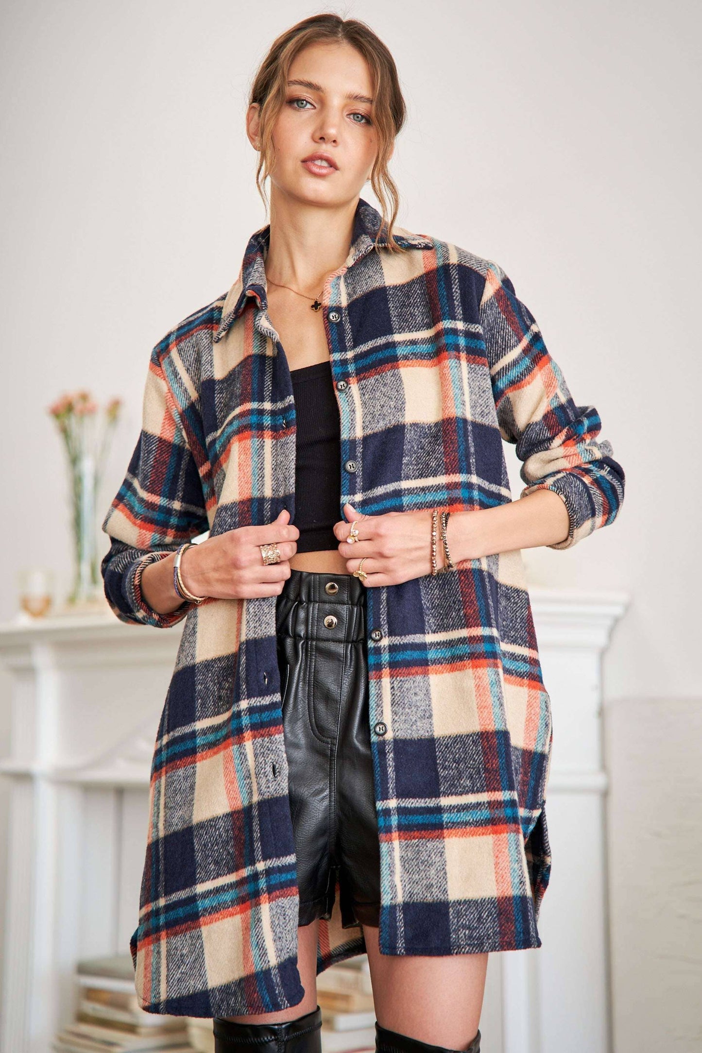 Adore CHECK FLANNEL SHIRT JACKET LONG SLEEVE