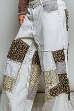 Pol Clothing - Handcrafted Vintage DIY Patchwork-Style Waistband Wide Pant