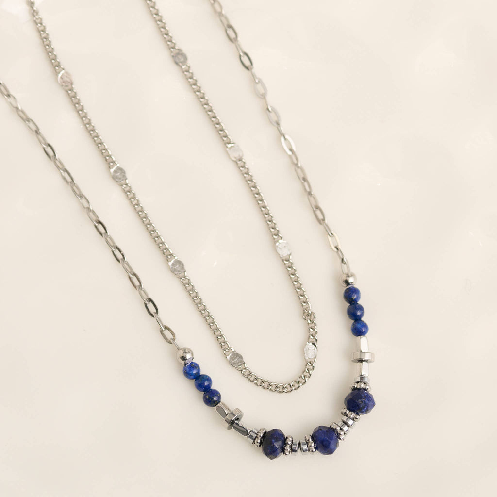 Howard's - Waterproof Necklace 15" Layer Lapis Station Jewelry Narelle