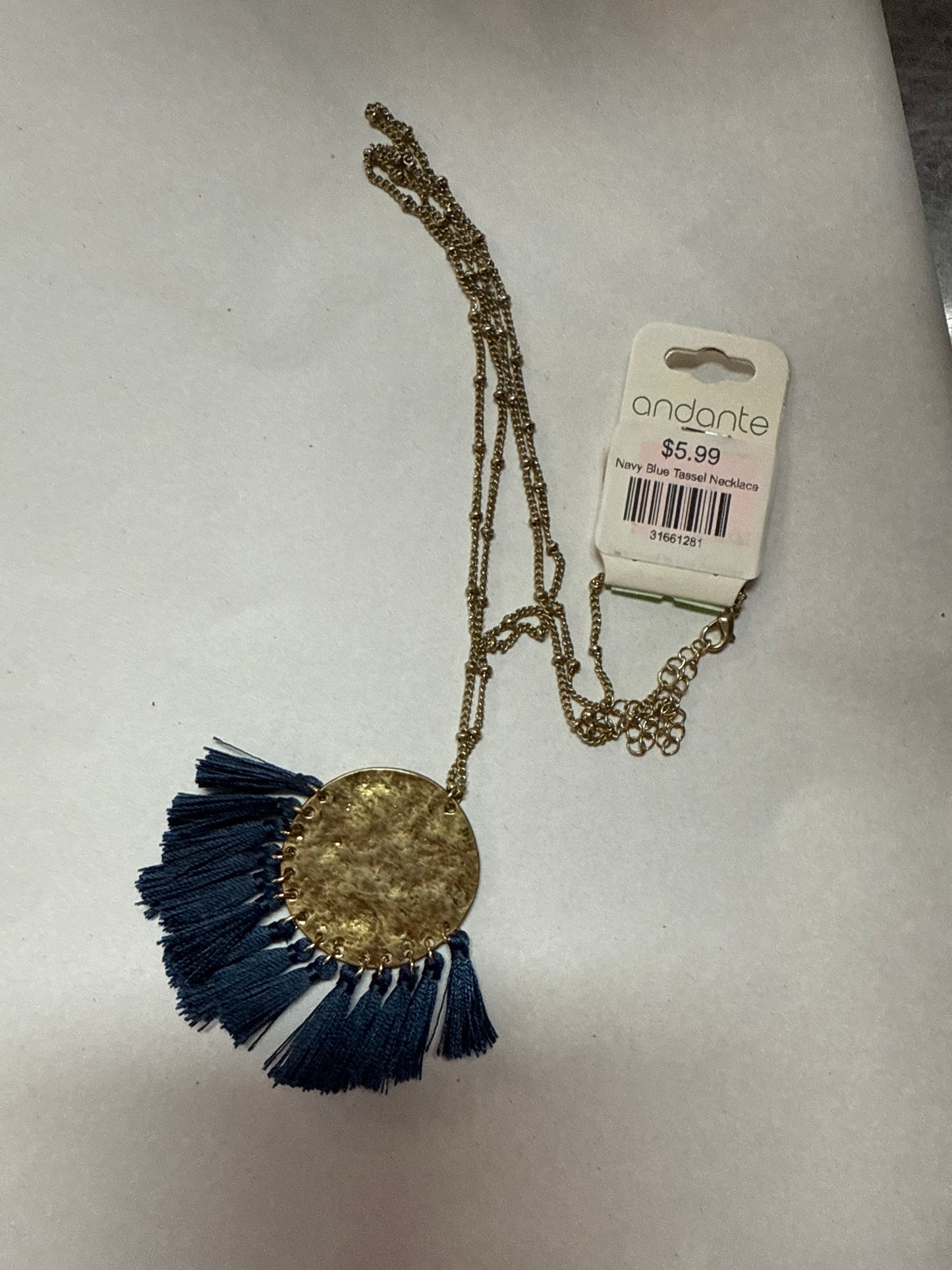 Navy Blue Tassel Necklace