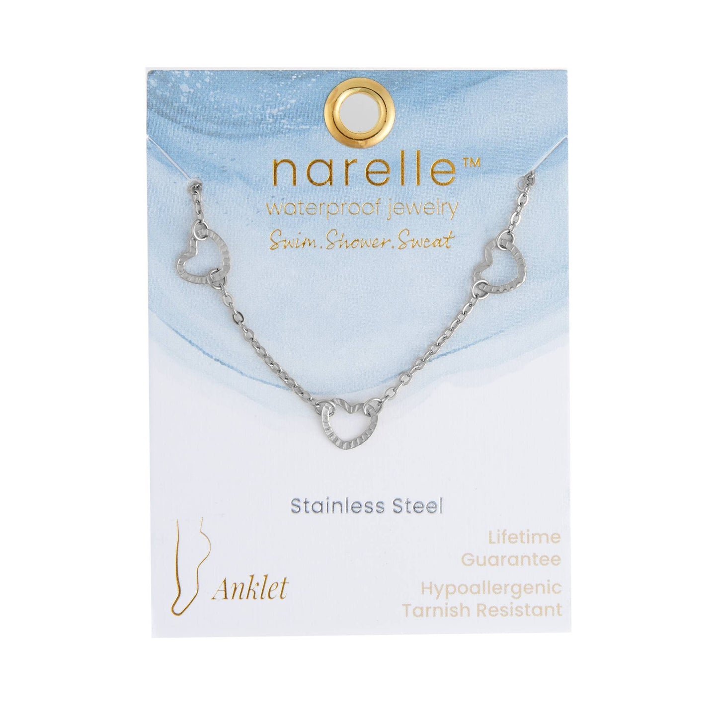 Howard's - Waterproof Anklet Stainless Steel Linked Heart Narelle