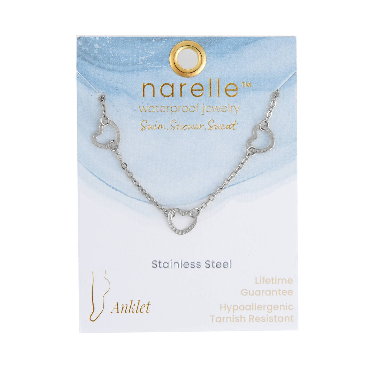 Howard's - Waterproof Anklet Stainless Steel Linked Heart Narelle