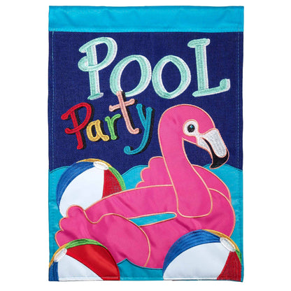 Magnolia - POOL PARTY BURLAP APPLIQUE GARDEN FLAG