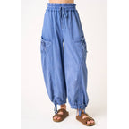 WASHED FRENCH TERRY DROP POCKET BALLOON PANTS