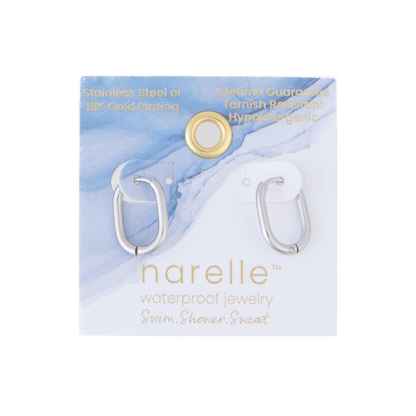 Howard's - Waterproof Earrings Narelle Oval Huggie Hoop Gold & Steel