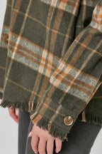 Fringe Detailed Plaid Jacket