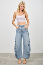 HIGH RISE LOW CURVE BARREL WITH EMBROIDERY Saige Denim