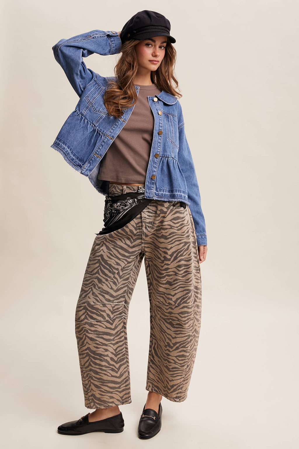 Listicle - Peplum Hem Denim Jacket