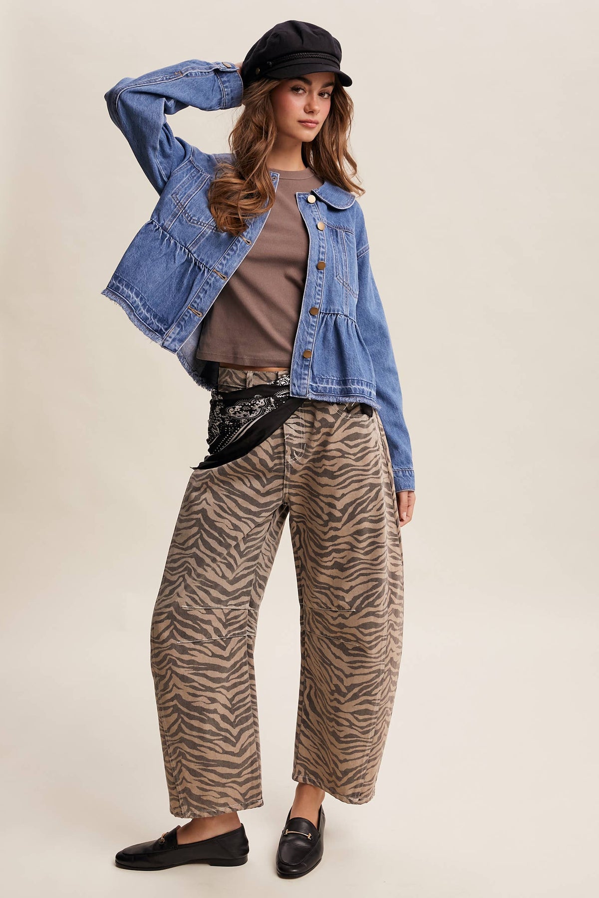 Listicle - Peplum Hem Denim Jacket