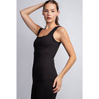 BUTTER FABRIC SQUARE NECKLINE SLEEVELESS TANK TOP