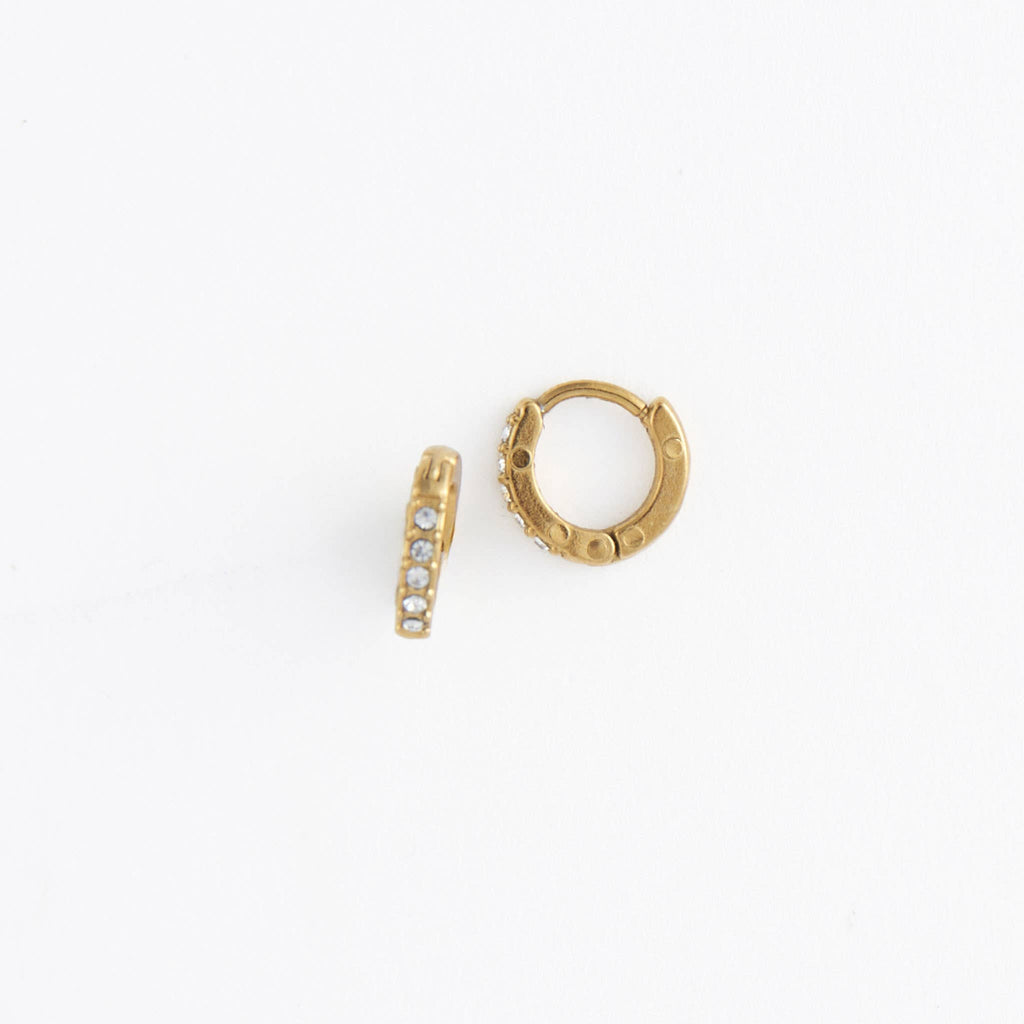 Howard's - Waterproof Earrings Narelle Pave Huggie Hoop Gold & Steel