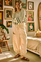 WASHED FRENCH TERRY DROP POCKET BALLOON PANTS