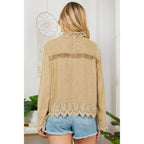 Artisan Boho Lace Trim Button-Front Blouse Top (NEW COLOR)