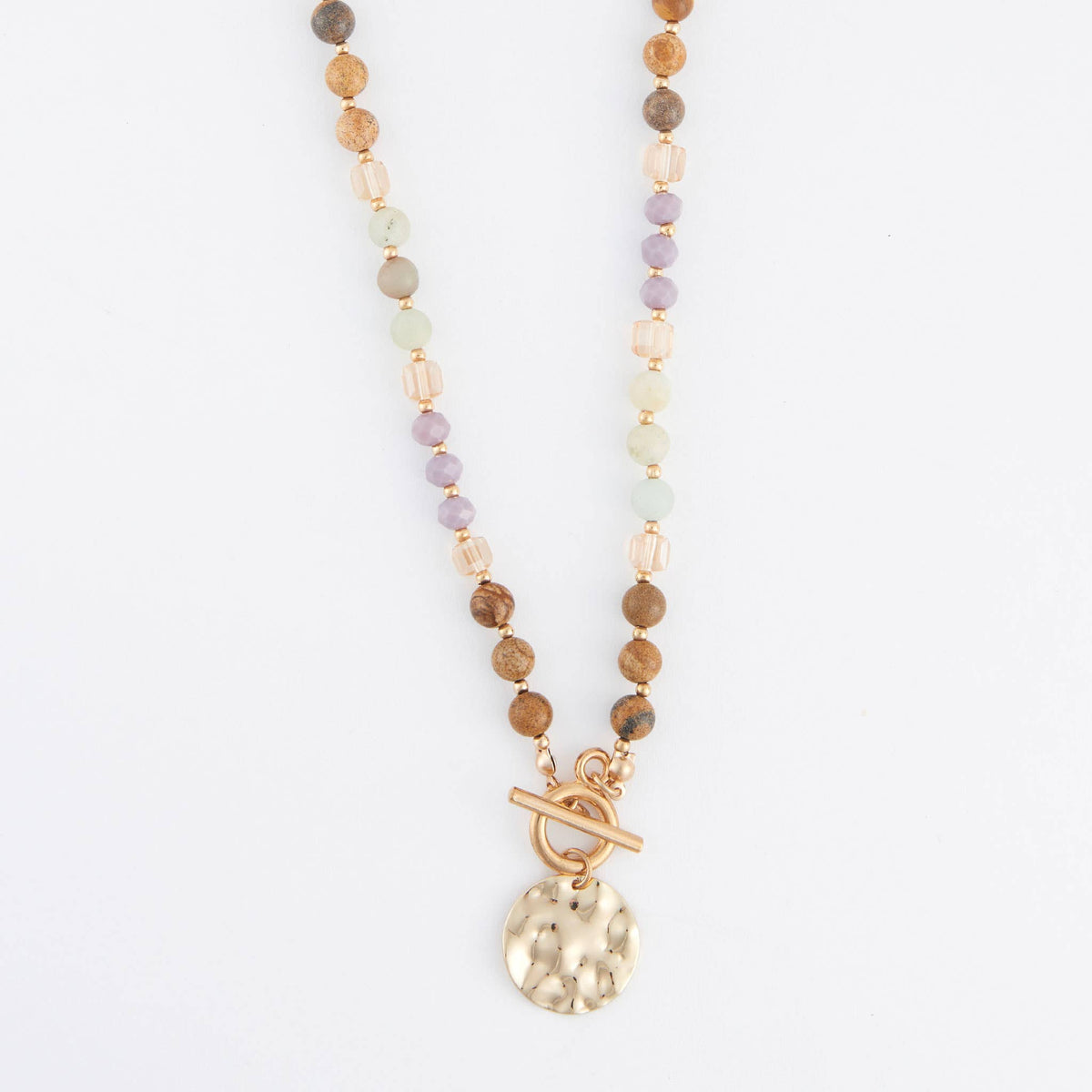 Toggle Necklace 20" Bekah Beaded Jasper + Amazonite