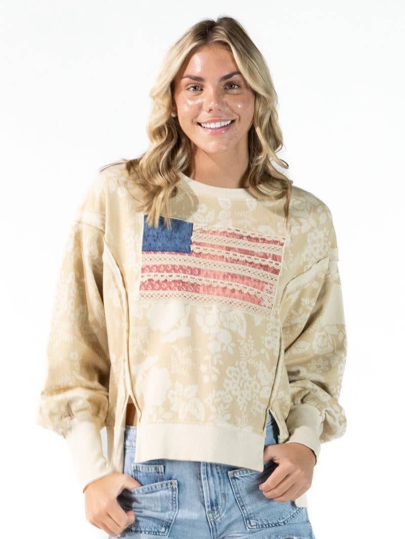 Simply Southern - Washed Flag Pullover