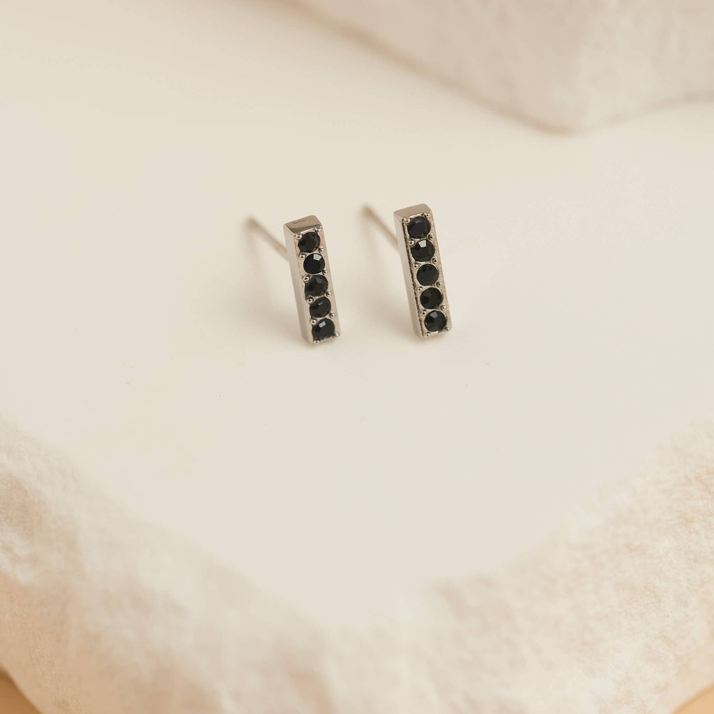 Howard's - Waterproof Earrings Crystal Bar Studs with Glass Gemstones