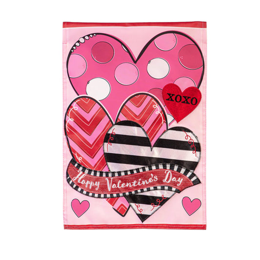 Happy Valentine's Day Sweethearts Applique Garden Flag