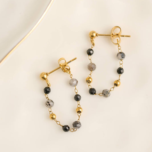 Howard's - Waterproof Earrings Gemstone Beaded Drop Narelle Gold