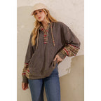 Sage + Fig - VINTAGE PLAID MIXED-MEDIA HOODIE PULLOVER
